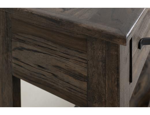Teak, 3 Drawer, 1 Shelf Sofa Table