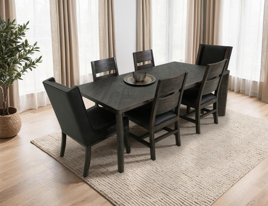 Dark Liora Rectangular Dining Table Set –  Black Transitional Finish