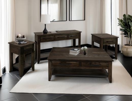 Teak, 4 Drawer, 1 Shelf Cocktail Table
