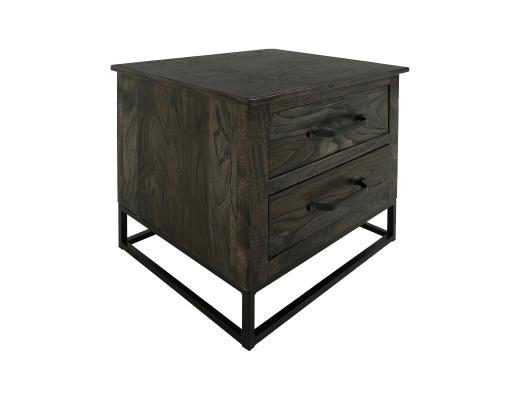 Set of 2 Teak, 2 Drawer Nightstand