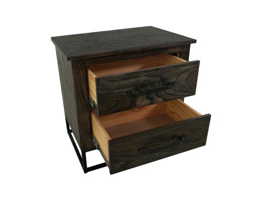 Set of 2 Teak, 2 Drawer Nightstand