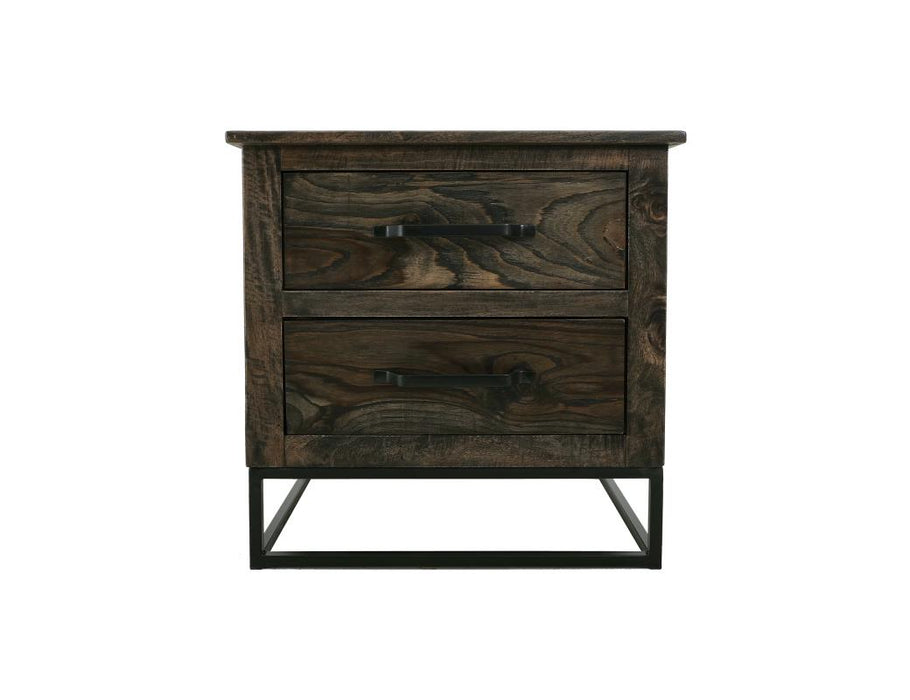 Set of 2 Teak, 2 Drawer Nightstand