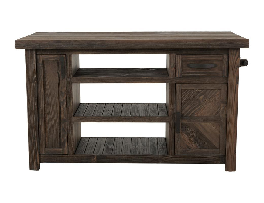 Freya Mixed Wood Kitchen Island and Stool Set – Rustic Brown