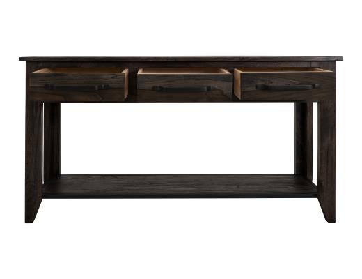 Teak, 3 Drawer, 1 Shelf Sofa Table