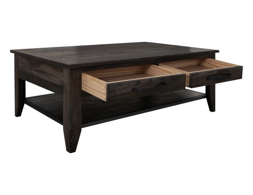 Teak, 4 Drawer, 1 Shelf Cocktail Table