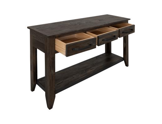Teak, 3 Drawer, 1 Shelf Sofa Table