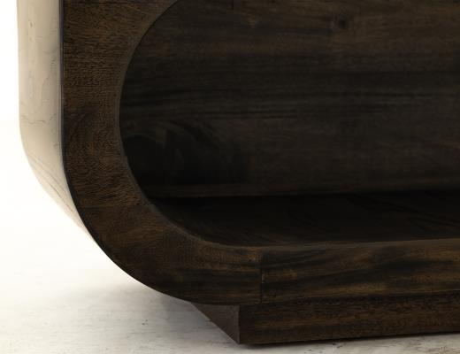 Balam, Wooden bench with a cushioned seat and open storage underneath