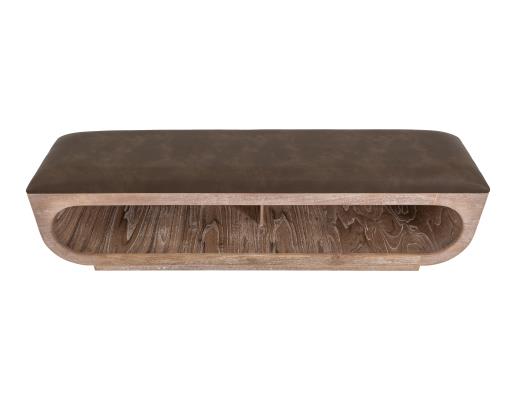 Balam, Wooden bench with a cushioned seat and open storage underneath