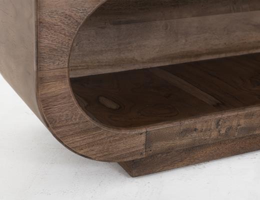 Balam, Wooden bench with a cushioned seat and open storage underneath
