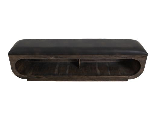 Balam, Wooden bench with a cushioned seat and open storage underneath