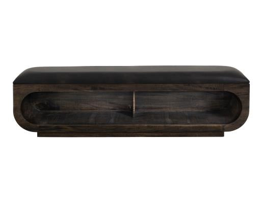 Balam, Wooden bench with a cushioned seat and open storage underneath