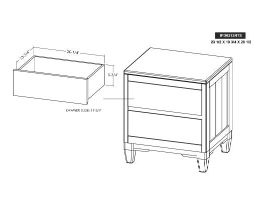 Set of 2 Parota Nova, 2 Drawer Nightstand