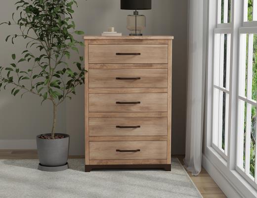 Natural Parota, 5 Drawer Chest