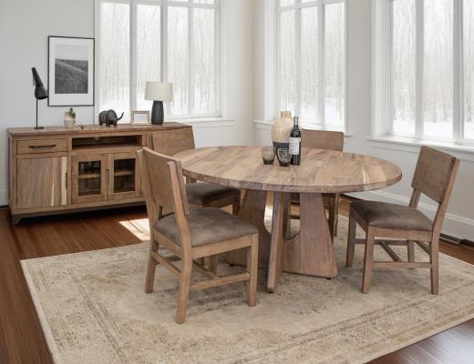 Set of 2 Natural Parota, Wooden Chair