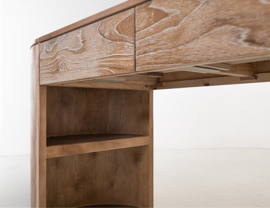 Kelwin Handcrafted Modern Desk with Curved Mango & Teak Wood