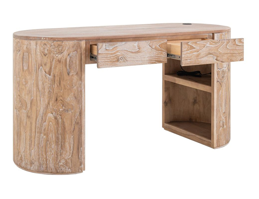 Kelwin Handcrafted Modern Desk with Curved Mango & Teak Wood