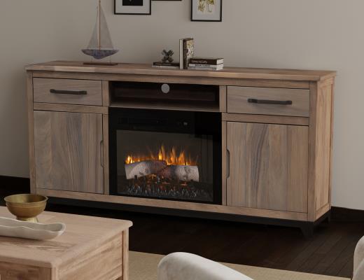 Natural Parota 70" Electric Fireplace