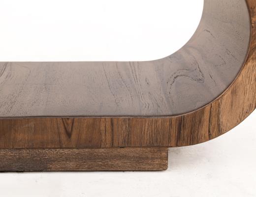 Balam, Upholstered Seat Bench with Two Open Shelves