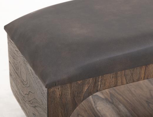 Balam, Upholstered Seat Bench with Two Open Shelves