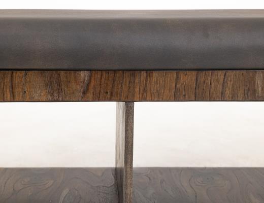 Balam, Upholstered Seat Bench with Two Open Shelves