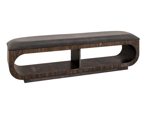 Balam, Upholstered Seat Bench with Two Open Shelves