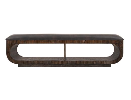 Balam, Upholstered Seat Bench with Two Open Shelves
