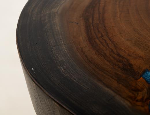 Set of 2 Parota Epoxy, Live Edge Chairside Table
