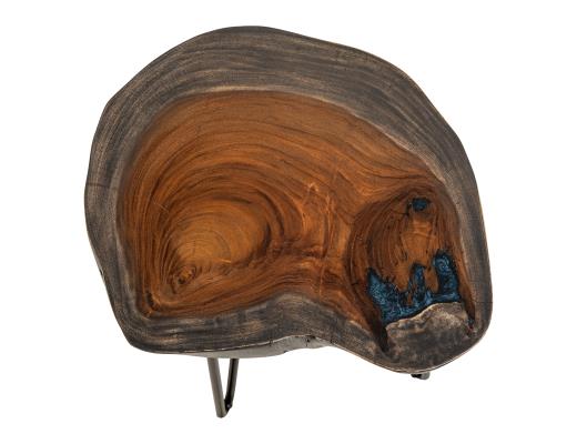 Set of 2 Parota Epoxy, Live Edge End Table