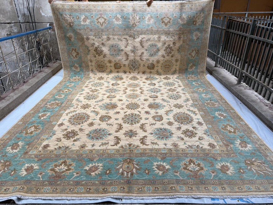 Hand-Knotted Vegetable Dye Agra Rug from Pakistan,  10' 2" x 14'