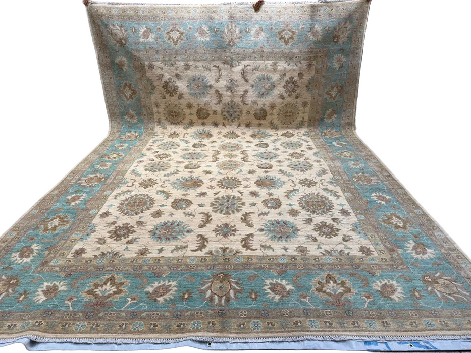 Hand-Knotted Vegetable Dye Agra Rug from Pakistan,  10' 2" x 14'