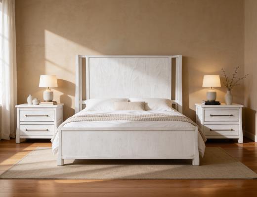 Set of 2 White Roots, 2 Drawer Nightstand