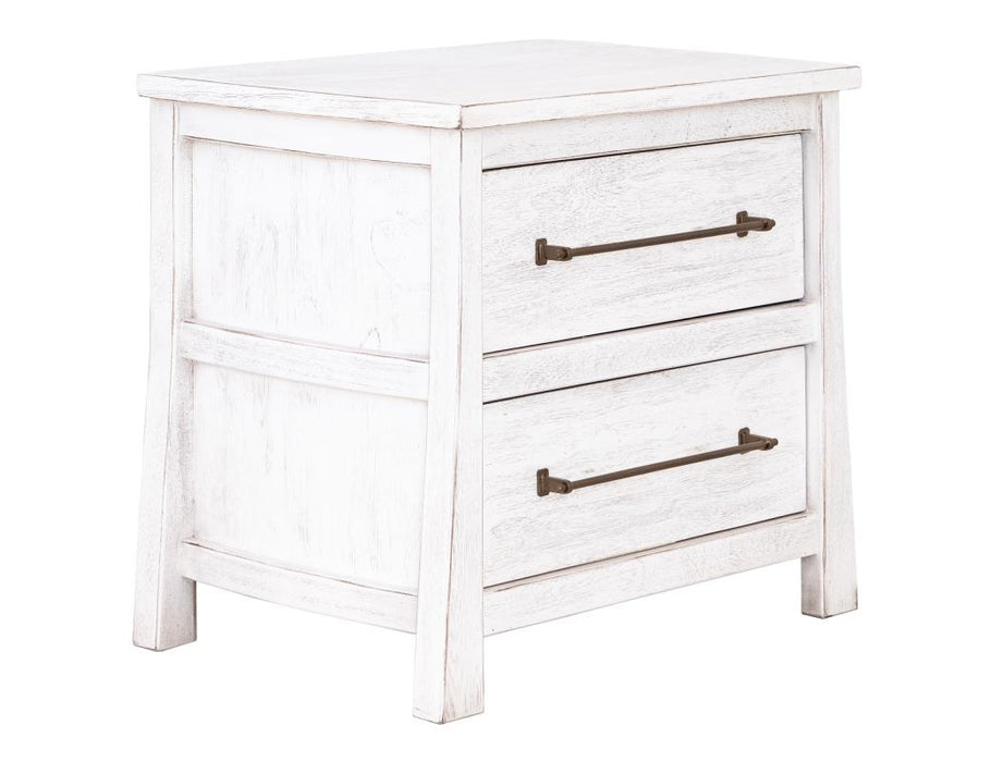 Set of 2 White Roots, 2 Drawer Nightstand
