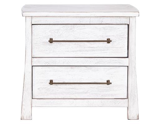 Set of 2 White Roots, 2 Drawer Nightstand