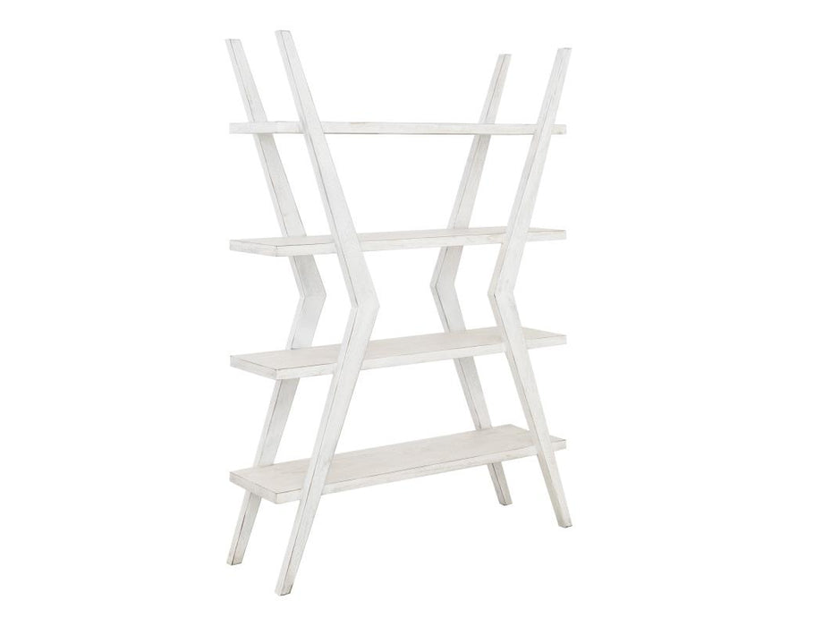 4 Shelves, X-Shaped Étagère Bookcase Moka White