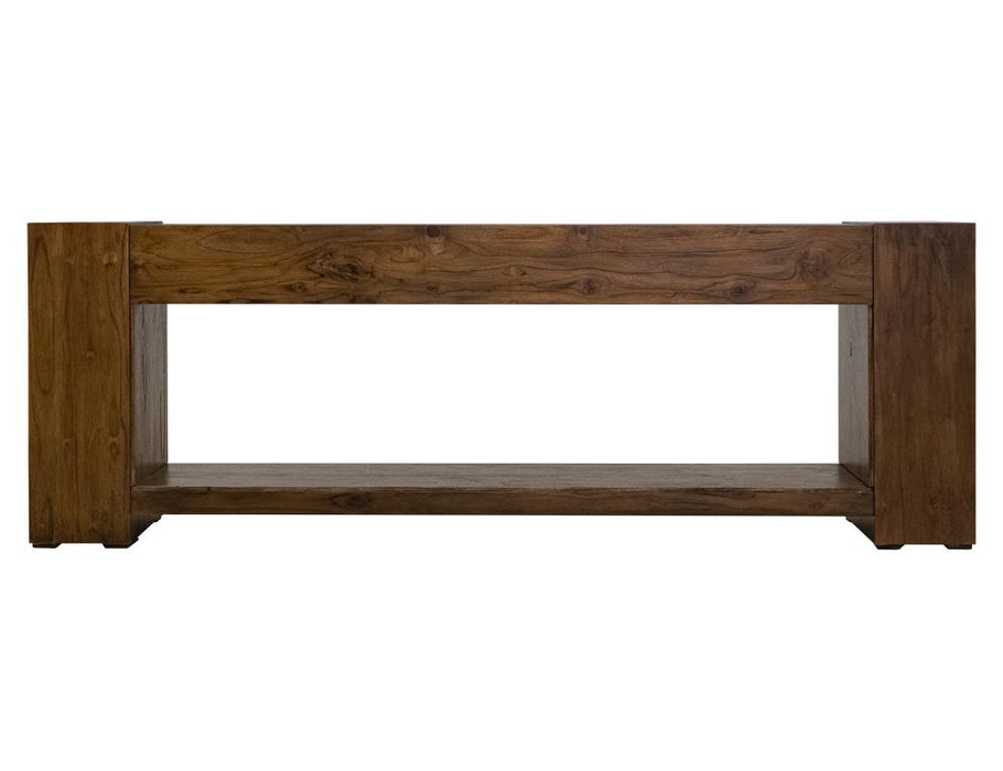 Natural Teca, Console 94" Electric Fireplace compatible