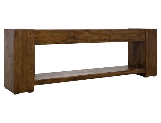 Natural Teca, Console 94" Electric Fireplace compatible