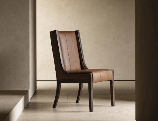 Set of 2 Walnut, Upholstered Chair (100% Leather)
