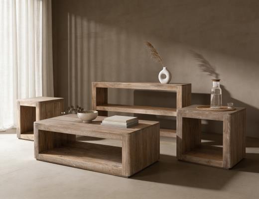 Set of 2 Balam, 1 Shelf , Chairside Table