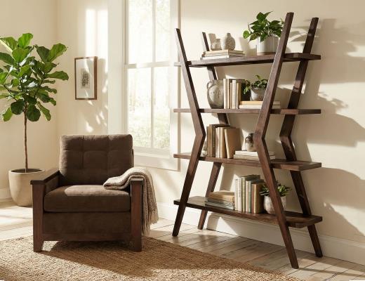 Moka, 4 Shelves, X-Shaped Étagère Bookcase