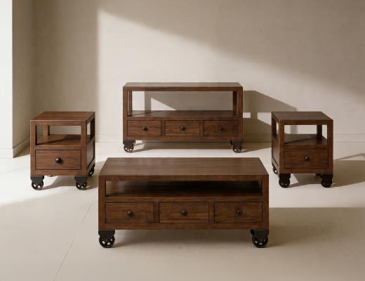 Set of 2 Oslo, 1 Drawer , Chairside Table , 1 Shelf