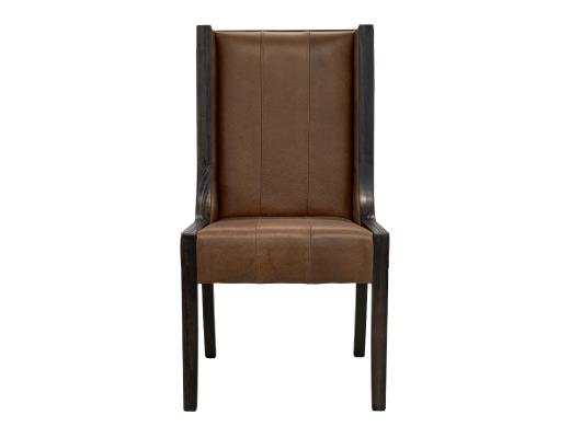 Set of 2 Walnut, Upholstered Chair (100% Leather)