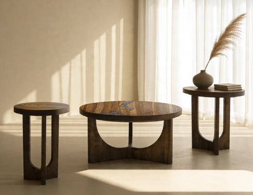 Set of 2 Silver, Chairside Table