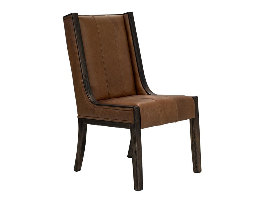 Set of 2 Walnut, Upholstered Chair (100% Leather)