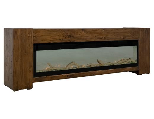 Natural Teca, Console 94" Electric Fireplace compatible