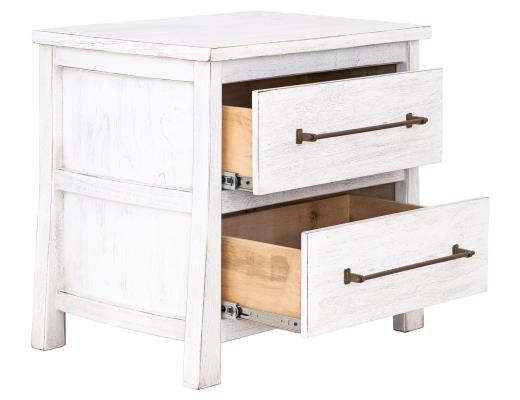 Set of 2 White Roots, 2 Drawer Nightstand