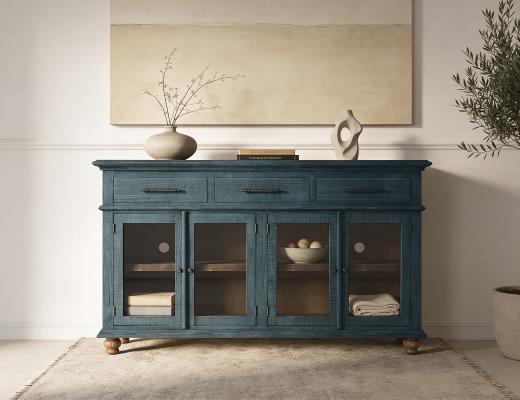 Vintage, 3 Drawer 4 Door Console