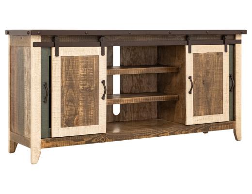 Antique, 2 Glass Doors 2 Sliding Doors 70" TV Stand