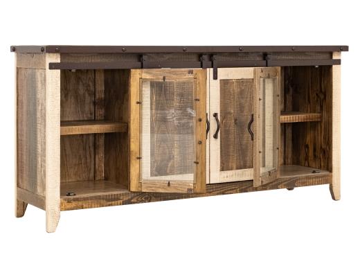 Antique, 2 Glass Doors 2 Sliding Doors 70" TV Stand