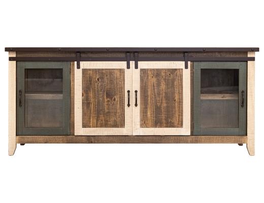 Antique, 2 Glass Doors 2 Sliding Doors 80" TV Stand