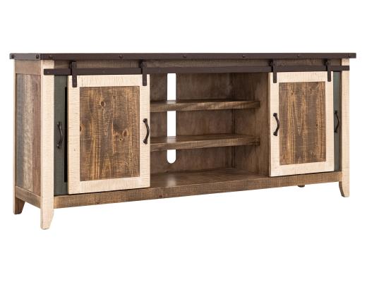 Antique, 2 Glass Doors 2 Sliding Doors 80" TV Stand